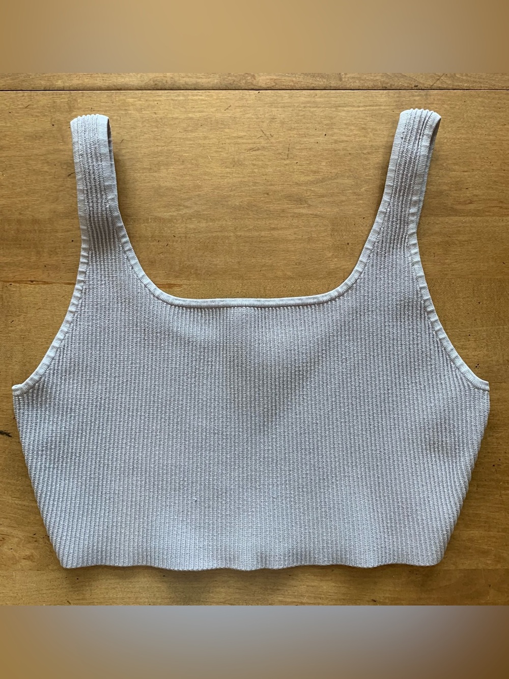 Babaton Sculpt Knit Square Neck Cropped Tank Size L Light Grey